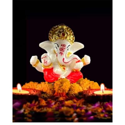 Ganesha Idol With Wooden Temple for Home Mandir, Car Dashboard, Gift Items (Ganesha Temple 2), Religious