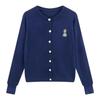 Retro Schwarzer Strick-Cardigan mit Bärenstickerei für Damen - Herbst/Winter Kollektion
