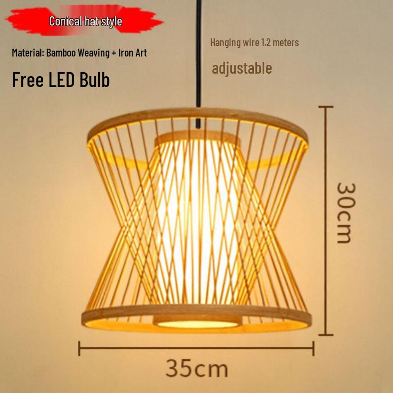 Retro Zen Bamboo Weaving Pendant Lamp for Restaurants & Teahouses