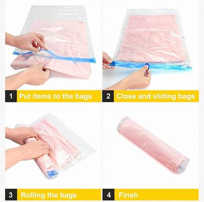 Multiple Sizes Vacuum Storage Bags Hand Roll Durable Space Saver Bags For Clothes Clothing Travel Accessories Suitcase Organizer