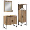 Bathroom Furniture Set with Shelf and Door 3 Pcs Brown Particleboard