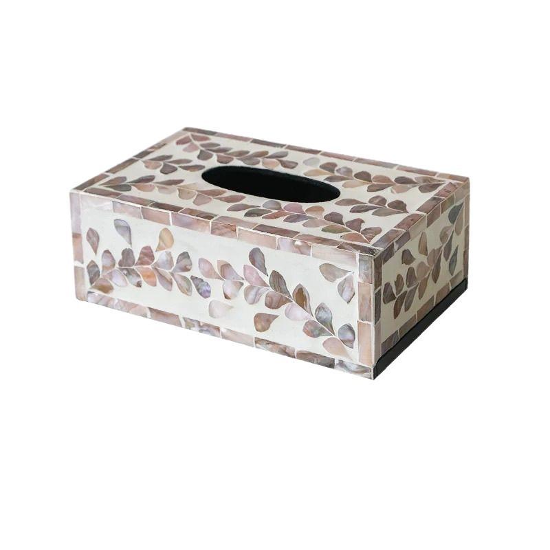 Natural Seashell Decorative Tissue Box Living Room Coffee Table Home Storage Modern Minimalist Paper Towel Dispenser