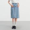 Damen Midi-Rock aus gewaschenem Denim mit hoher Taille
