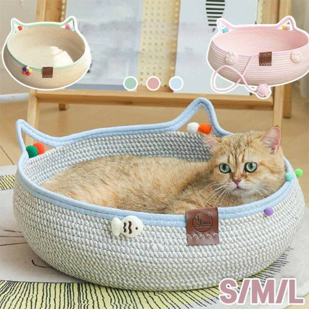Handmade Braided Cat Bed Washable Weave Cat Nest New Pet Nest Four Seasons Universal