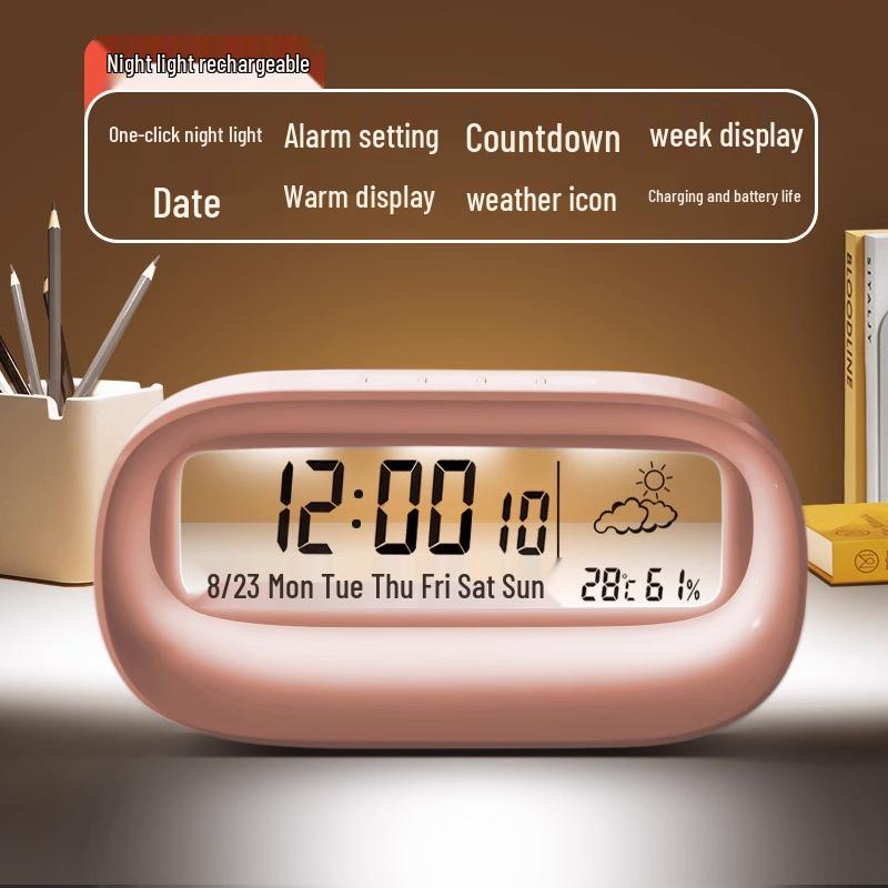 Transparent Digital Alarm Clock with Large Screen - Cute, Silent, and Perfect for Students