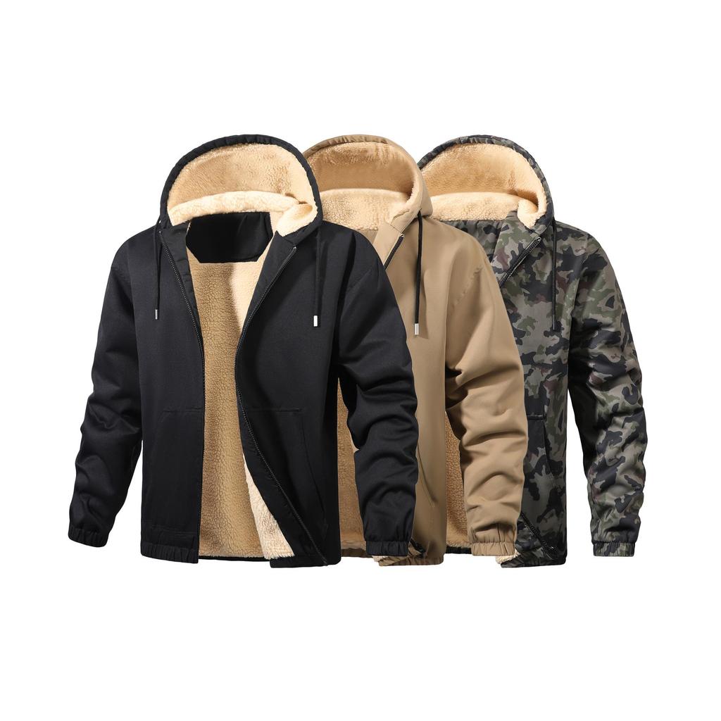 European & American Men's Thick Fleece Hoodie - OZON Hooded Loose Jacket, Baseball Style