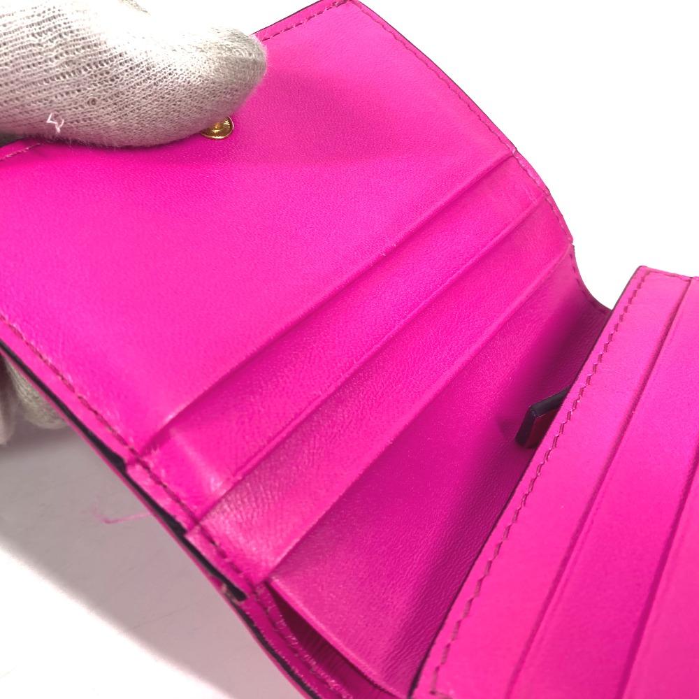 Valentino Studs Logo Compact Wallet Folded Wallet Leather Pink