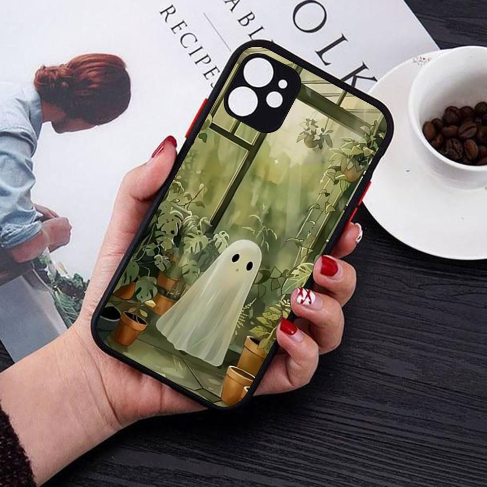 Little Ghost Phone Case For IPhone 14 11 12 13 Mini Pro Max 8 7 Plus X XR XS MAX Translucent Matte Cover