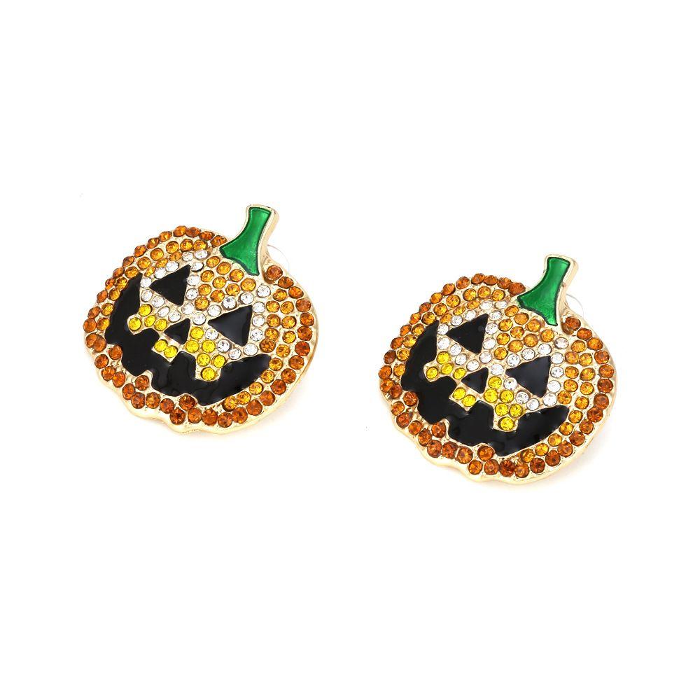 Accessories Rhinestone Pumpkin Earrings Pumpkin Stud Earrings Women's Earrings Halloween Ear Stud