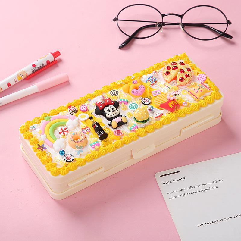 Dvoupatrový penál: Dětský DIY Ručně vyráběný krémový lepidlový obal pro žáky základních škol - Narozeninový dárek