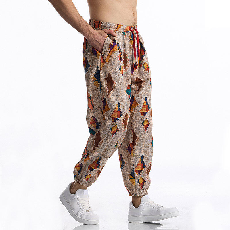 Pantaloni Casual da Uomo Estate Autunno Pantaloni con Stampa Farfalle Vestibilità Larga Vita Elastica con Coulisse Alla Moda e Comodi