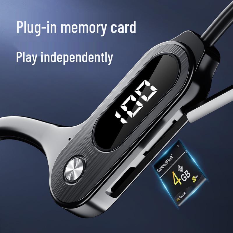 New Stereo Bluetooth 5.3 Bone Conduction Sports Earphones with Card Slot - Compatible with Android and Apple Devices.