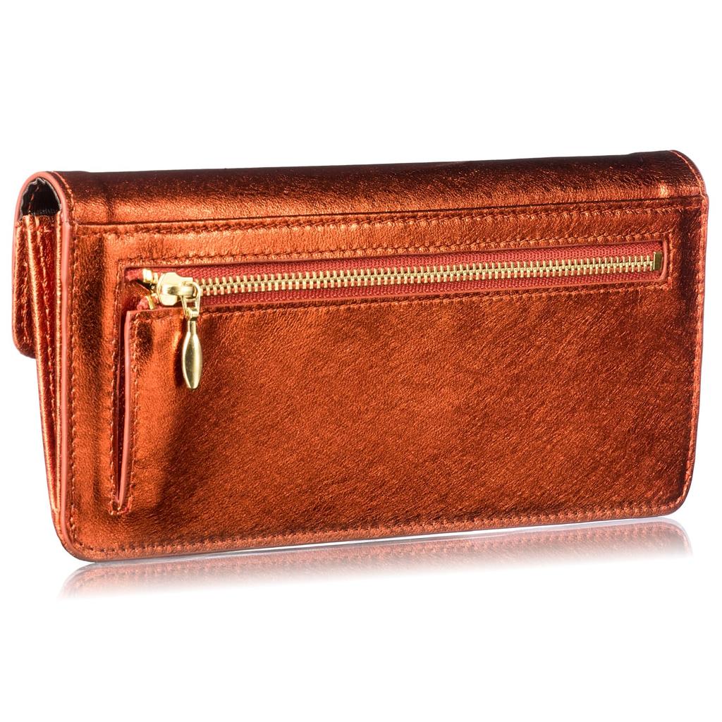 [VOICE] Graffiti Italian Cowhide Leather Women's Ultra-Thin Flap Long Wallet in Gift Box, Orange