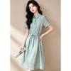 D.F.DEAR Women's Summer Shirt Collar A-Line Midi Dress