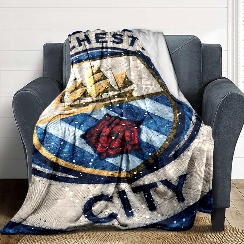 Manchester Crest Blankets Flannel Printed Breathable Warm Throw Blanket for Home Office Bedspreads 0708a10