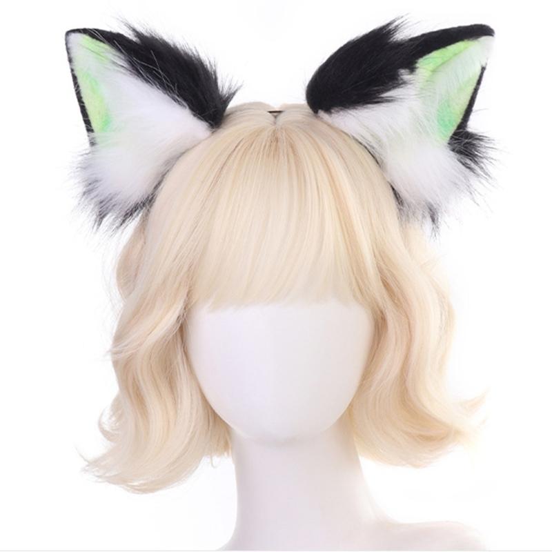 Realistic Kitten Ears Hairband Furry Headbands Plush for Coser Role Play and Photography Props
