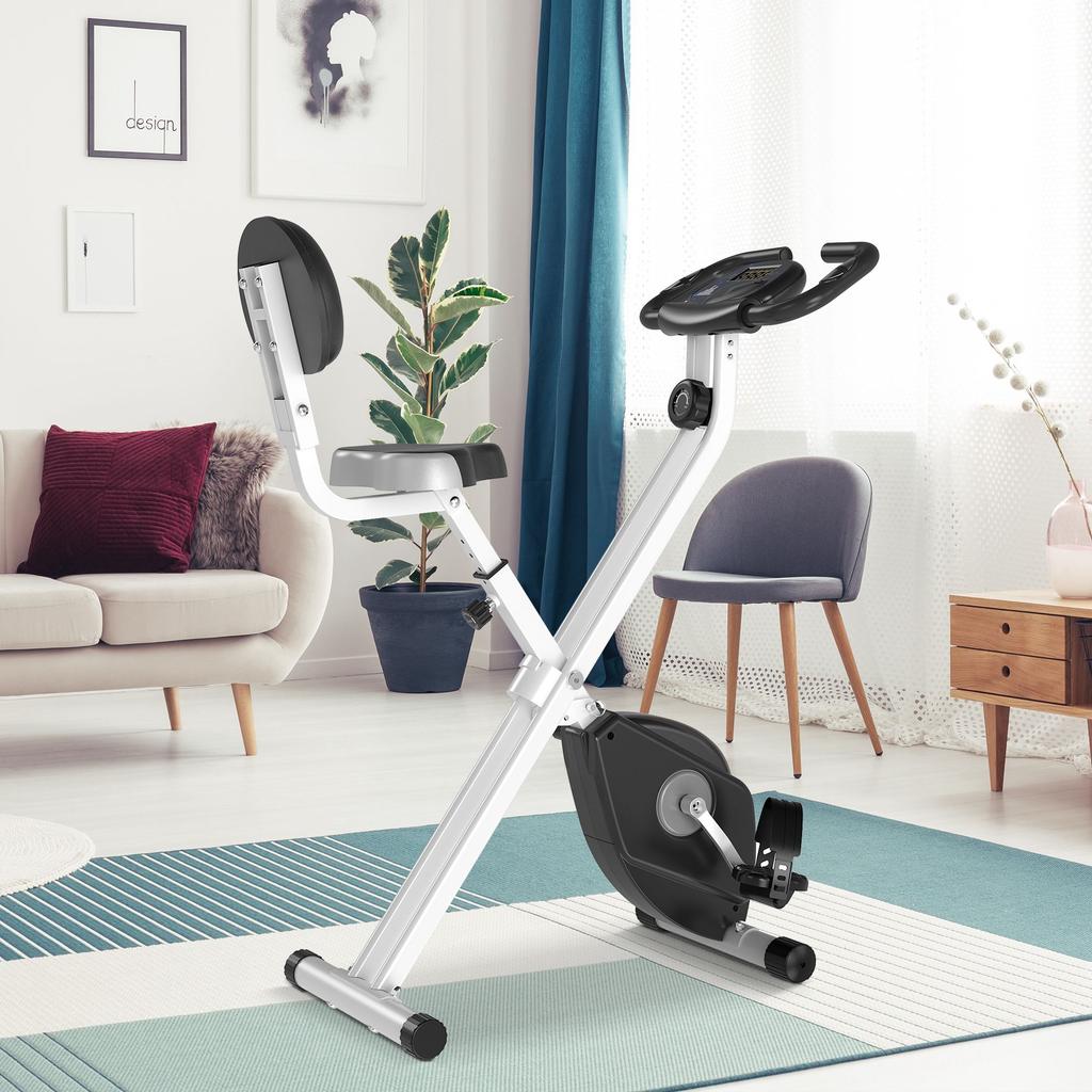 Exercise Bike Bicycle Trainer with 8-Level Adjustable Magnetic Resistance Height-Adjustable Steel Black+Grey