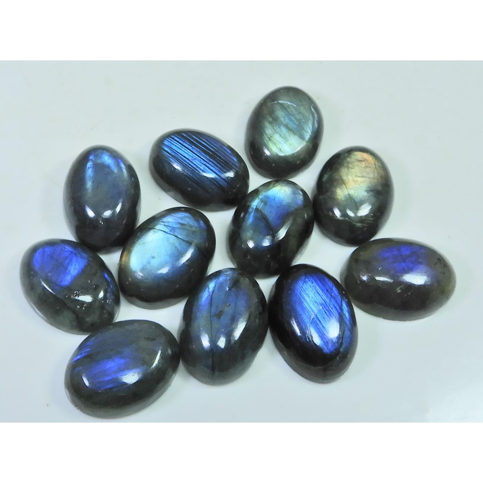 13X18MM Natural Labradorite Blue Fire Oval Cabochon Loose Gemstone 11Pcs Lot C-1085