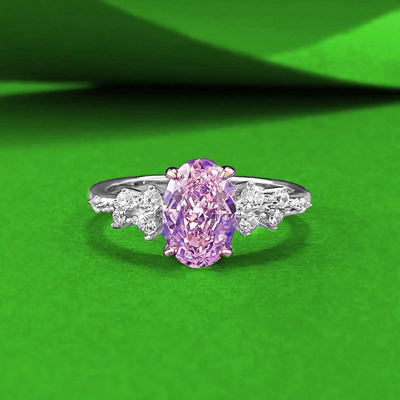 

Sterling Silver Pink Stone Ring - Women s Fashion, High-End Dinner Party Style Size 5