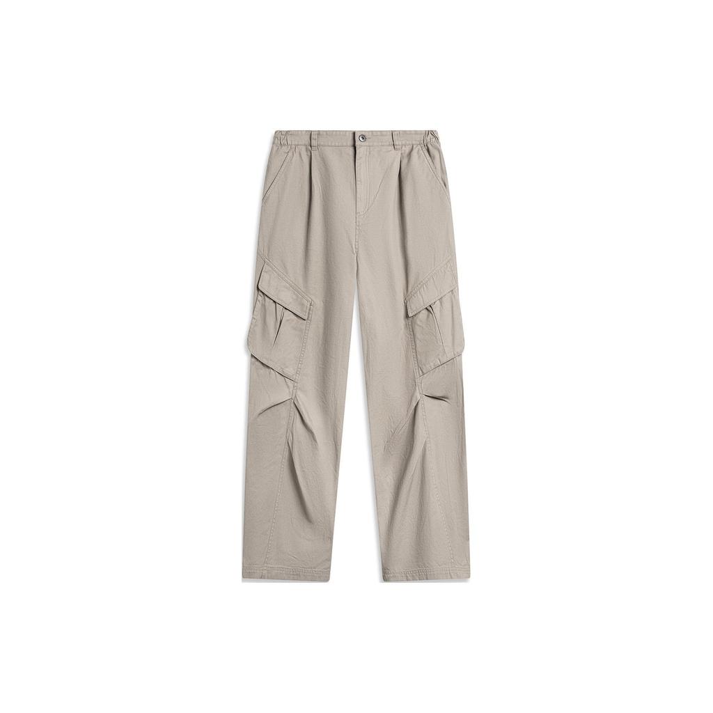Li Ning CF Suo Solid Color Mid Waist Straight Casual Pants Women bottoms AKXU504-4