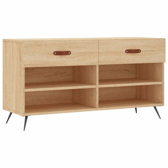 VidaXL Banc à Chaussures, Armoire à Chaussures avec 4 Étagères et Pieds, Meuble à Chaussures avec 2 Tiroirs Salon, Moderne, 829711