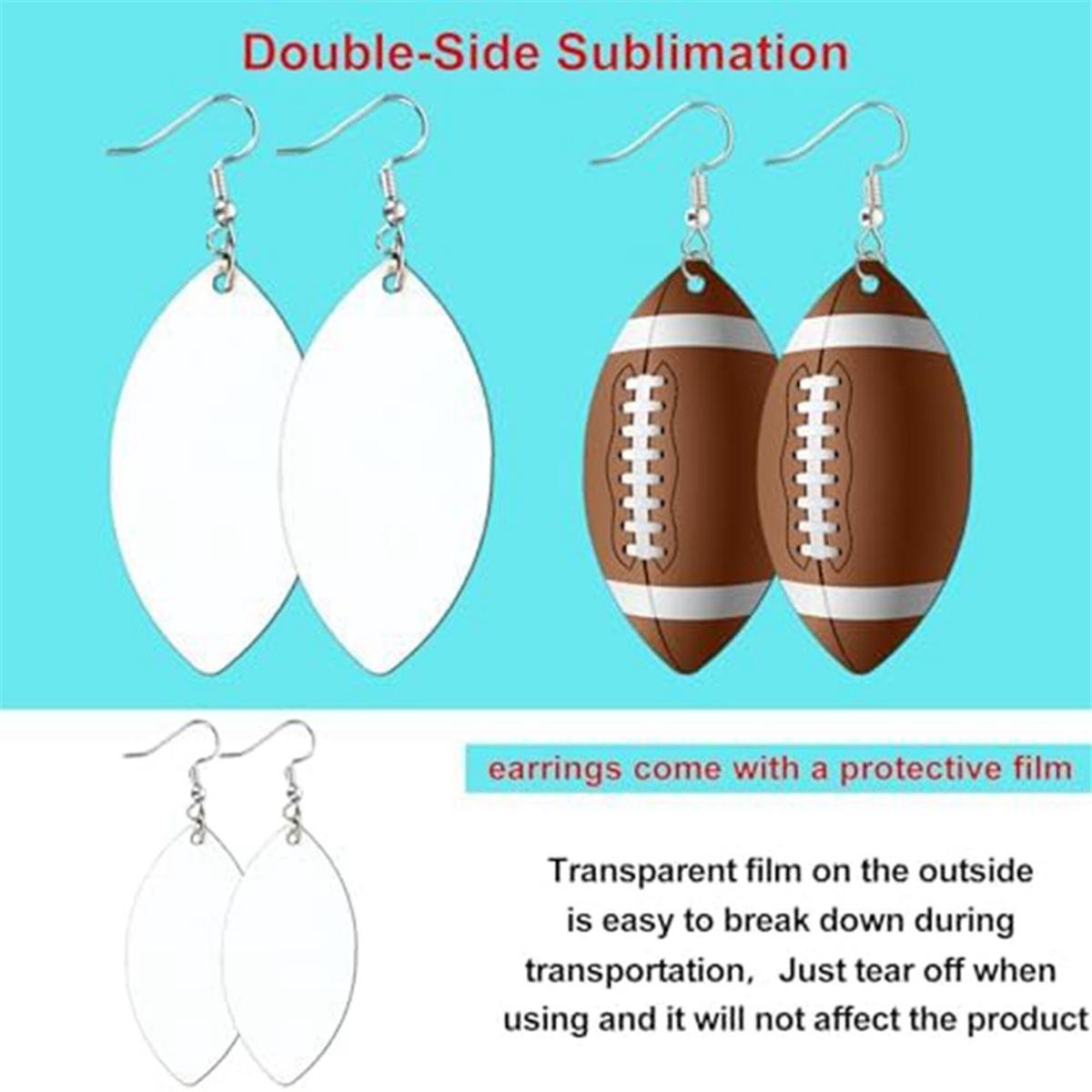 A371P Sublimation Blank Football Helmet Shirt Earrings Bulk Heat Transfer Sublimation MDF Earrings with Earring Hooks NONE