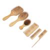 6 Piezas Peine Cabello Barba Peluquería Cojín de Aire Desenredante Set de Bambú Kit para Hogar Salón