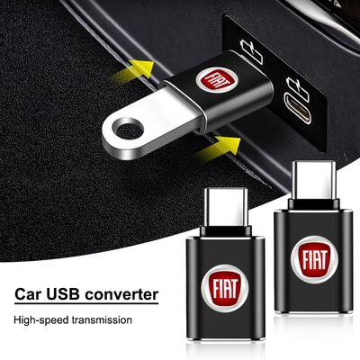 Adattatore di ricarica per auto da TypeC a USB Convertitore Accessori per auto per FIAT Abbas Abarth 500 Panda Bravo Punto Tipo Linea Ducato Freemont