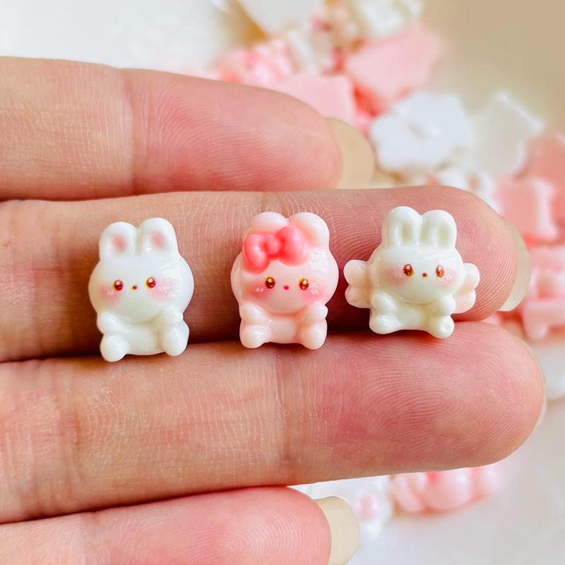 22 Pieces Cartoon Resin Mini Bow Wings Rabbit Nail Decoration Diy Set, Suitable For Nail And Jewelry Making A117