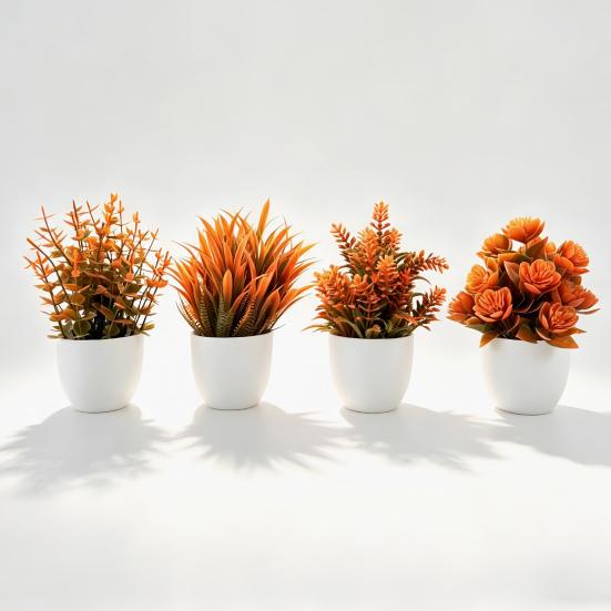 Simulated Small Potted Plant Maintenance-Free Realistic Autumn Leaves Mini Fake