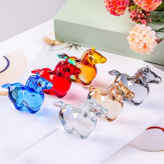 Yousheng Fake Crystal Horse Figurine Hand-carved Miniature Pony Statue Healing Stone Animal Collectible Sculpture Fengshui Decoration Ornament