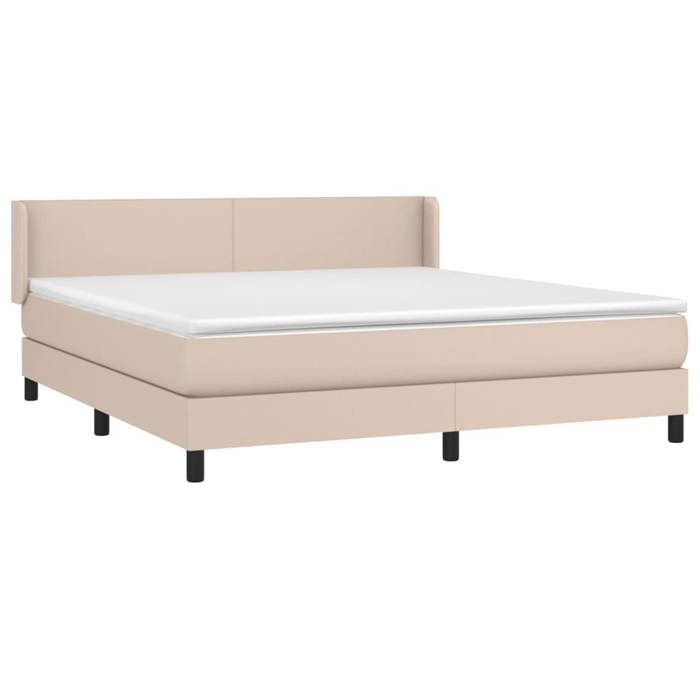 Slatted Bed Base - Maison Exclusive - 180x200 Cm - Cappuccino Faux Leather - Pocket Spring Mattress