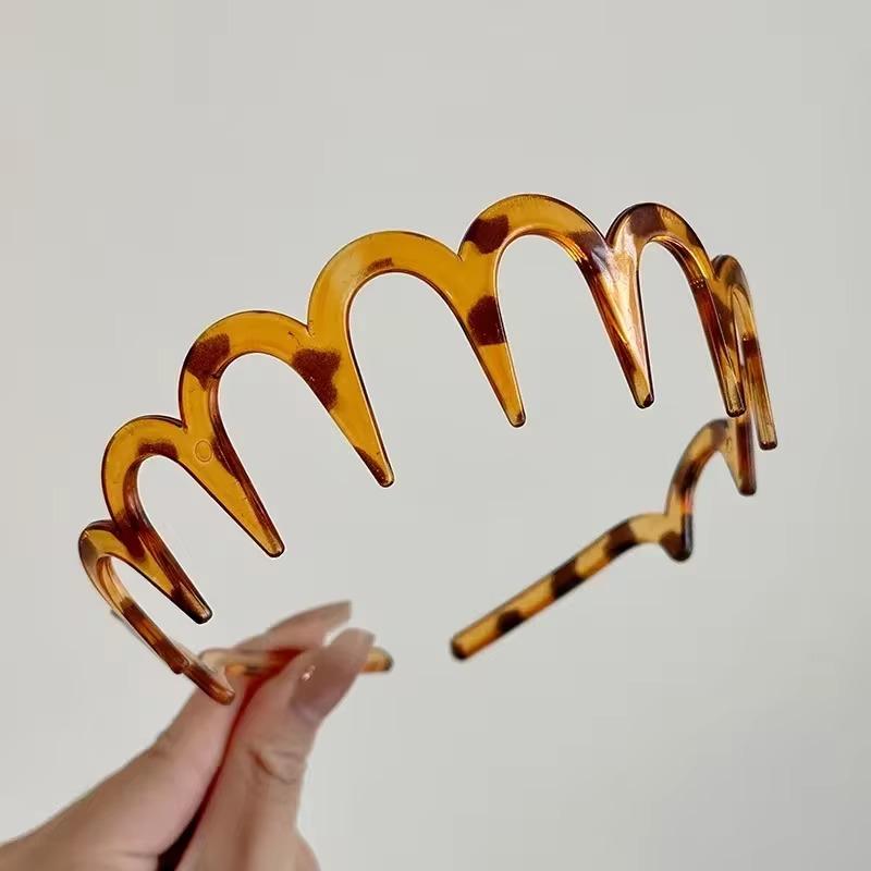 Trendy PC čelenka pro ženy Dívky Protipádová Jantarová Hnědá Černá Obruč s dlouhými zuby Zlomené gumičky do vlasů Příslušenství Korejské pokrývky hlavy