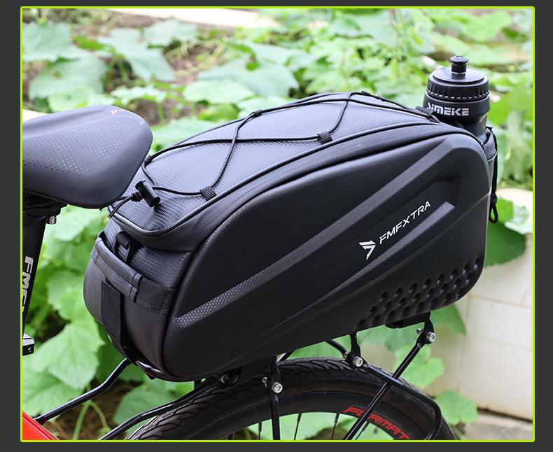 Mountain Bike Rear Rack Saddle Bag, 14L Hard Shell for Long-Distance Cycling Gear Storage.