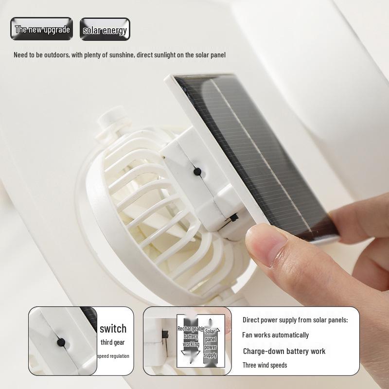 Rechargeable Solar Fan Sun Hat - UV Protection, Large Brim