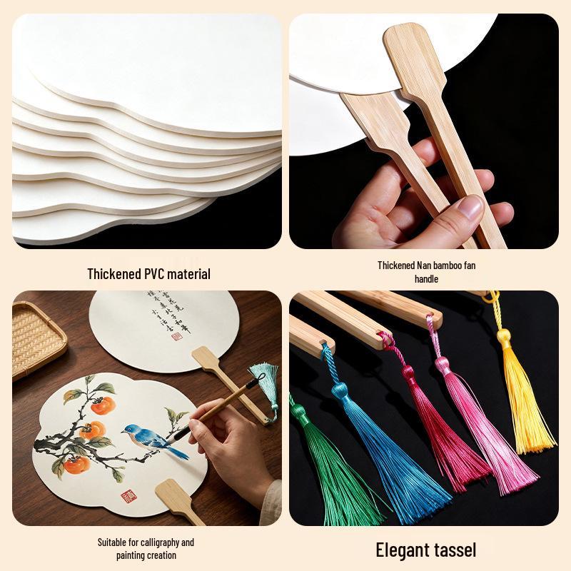 Ancient Style DIY Lacquer & Paper Round Fan Kit with Calligraphy