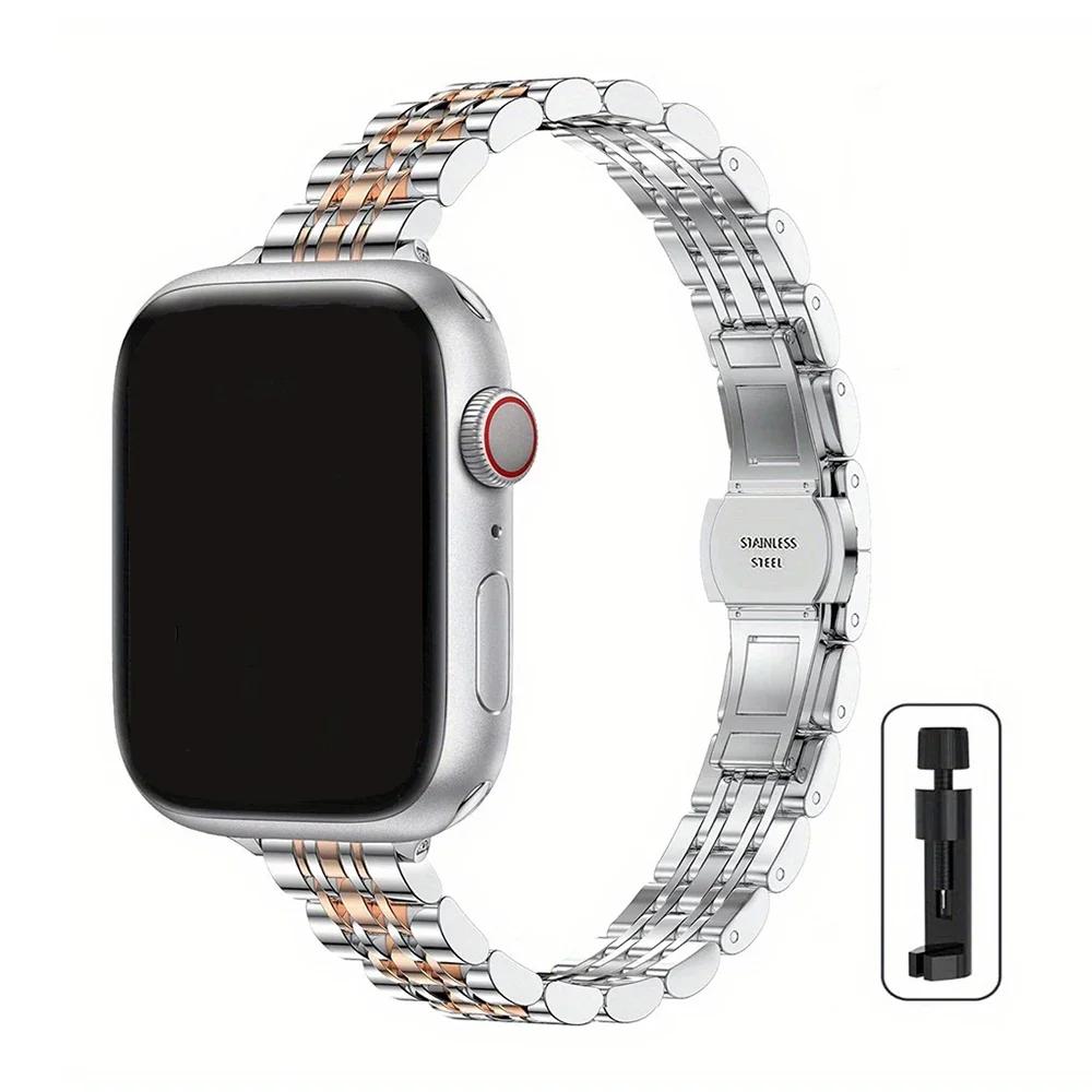 Stainless Steel Strap For Apple Watch Ultra 2 Band 49mm 42mm 46mm Metal Bracelet iWatch Series 10 9 8 7 6 5 4 3 Women 45mm 41mm