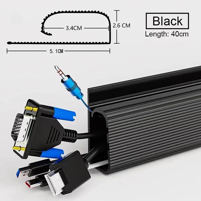 1pc 40cm/15.74in Self-Adhesive Cord Cable Organizer table wire trough Cord Cover Channel