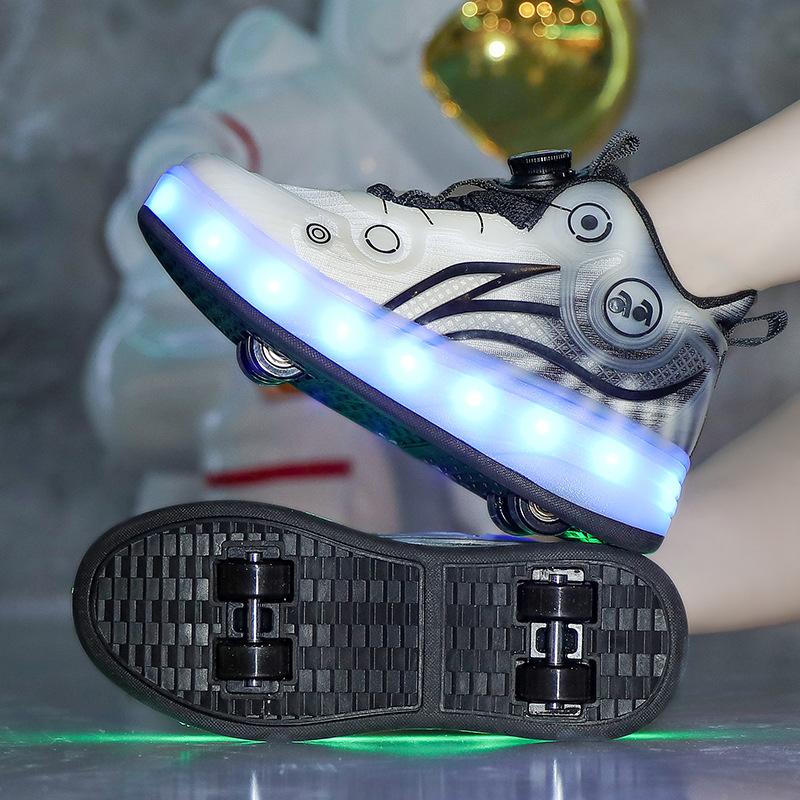 Inline Skate Shoes Children's Deformation Shoes 2 Wheel Roller Skates Dual-use Roller Skates for Boys and Girls LED Sneaker