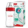 Sticlă de hrănire LuvLap Natura Flo cu gât larg, din sticlă, fără BPA, design ergonomic cu tetină anti-colici, 150 ml, Nou-născut-3 ani