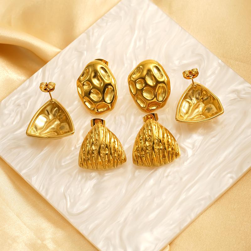 

Elegant Fan-Shaped Stainless Steel Earrings - Women s Summer Triangle Studs