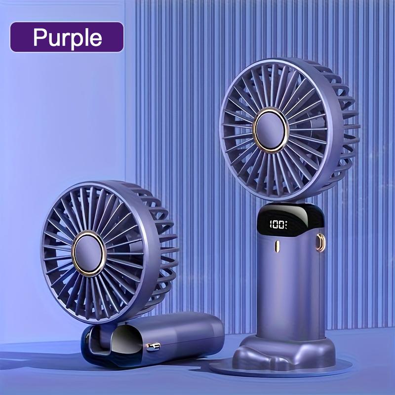 

Portable Mini Fan With 6 Speeds LED USB Rechargeable Charging Small Foldable Battery Fans Handheld Desk Bedroom Indoor Outdoor фиолетовый