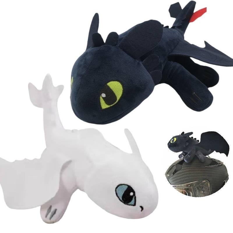 Toothless Dragon Helmet Sucker Plush Motorcycle Decoration 20cm Black