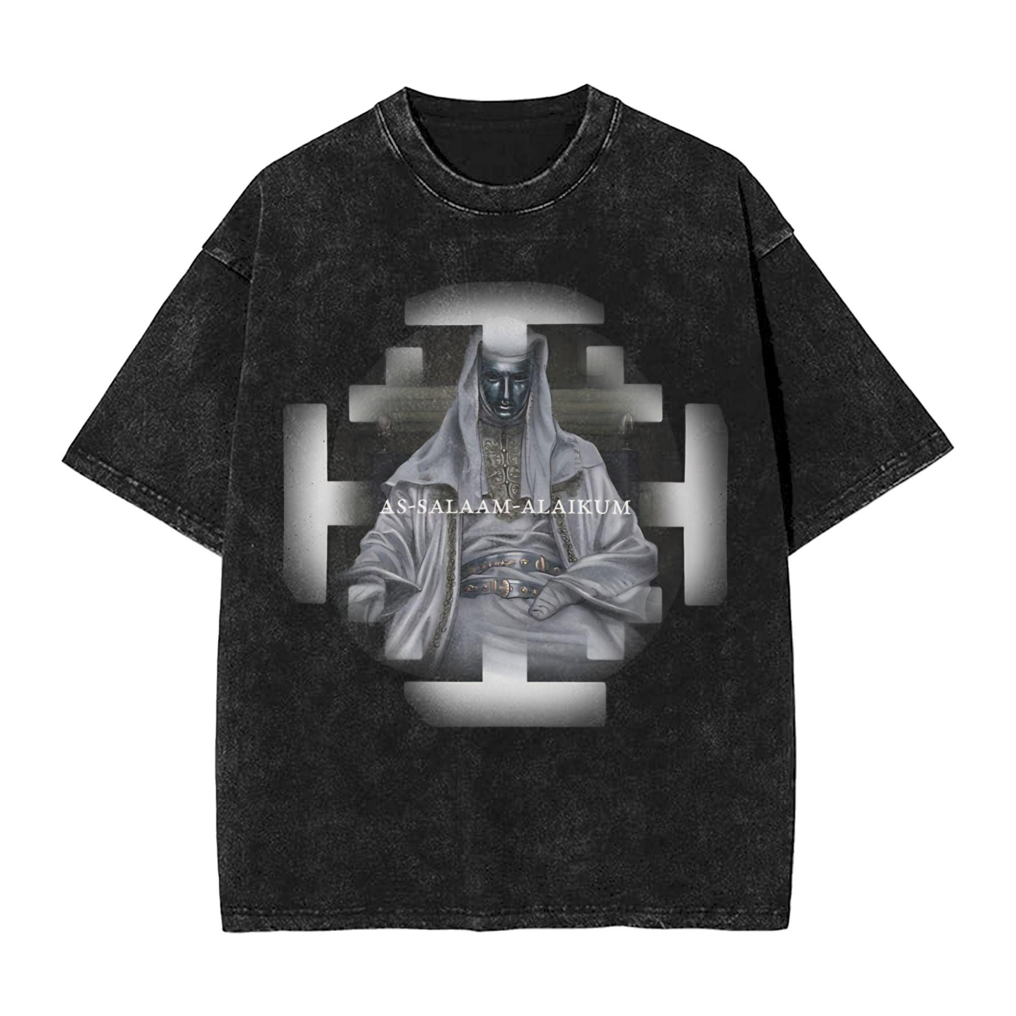Harajuku Washed Shirt King Baldwin IV Ascendant Merch Cool T Shirt High Street Streetwear Short Sleeve Graphic Printed Shirt S
