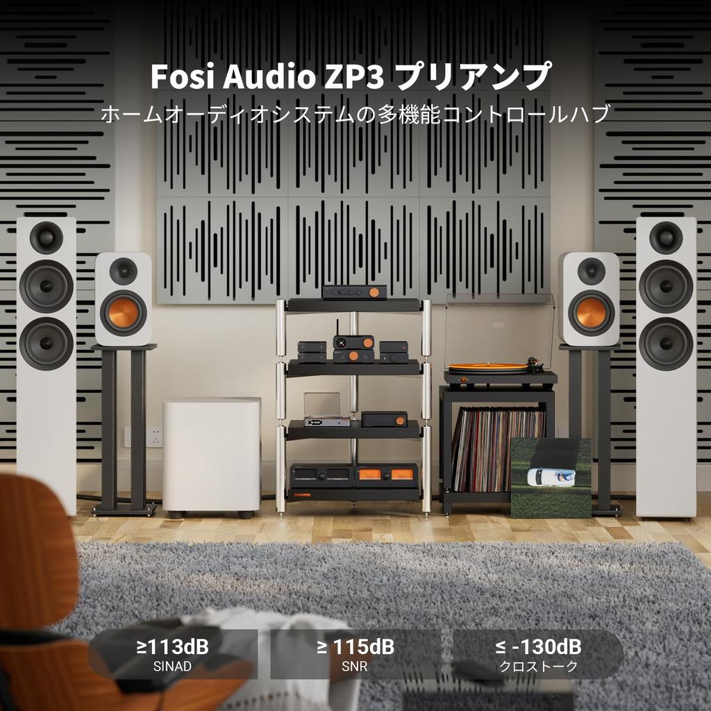 Fosi Audio ZP3 Balanced Preamplifier with 2 RCA Inputs and 1 XLR Input, RCA/XLR Output, Subwoofer Output, for 2-Channel Stereo and 2.1 Systems, Home A