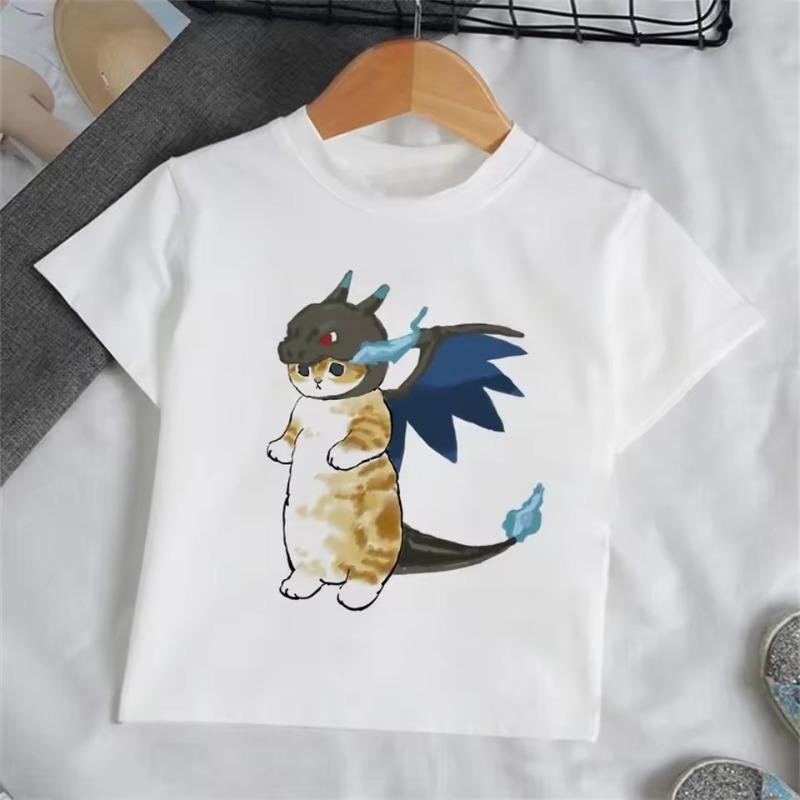 3D Print Cat Pattern Girl T-Shirt Short Sleeve Girls' Summer Clothes Boys Girls Tops Tees Children's T-Shirt Fashion Girl Clothing