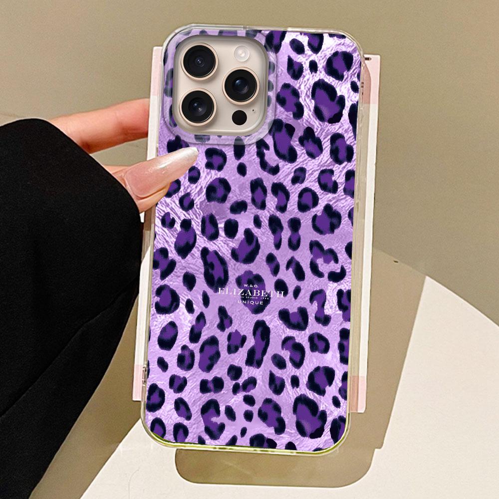 Splicing Purple Leopard Print Girl Women Phone Case for iphone 16 15 14 7 8 Plus 13 11 12 Pro Max X XS XR SE 2022 2020 16e Cover
