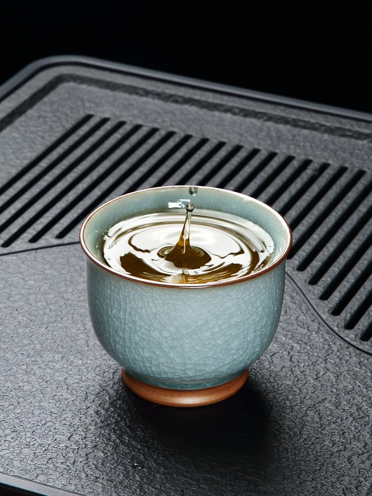 Premium Ceramic Gongfu Tea Cup Yu Porcelain Ice Crack Owner Cup Personal Use High End Tea Set Handmade Chinese Style