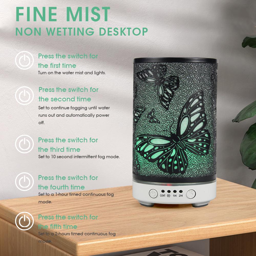 100ml Humidifiers Cool Mist Top Fill Essential Oil Diffuser for Bedroom Large Room Home Baby Nursery and Plants with Nightlight