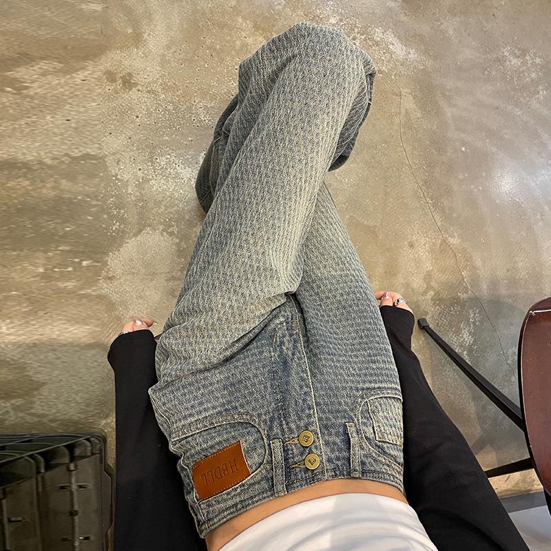 

2025 Spring High Waist Light Color Wide Leg Floor-Length Jeans for Women 2XL (recommended 133-145 lbs)